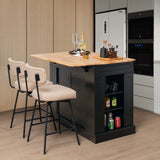 LOKO Black Kitchen Island with Drop Leaf, Storage Cabinet, Adjustable Shelves & Drawers LOKO
