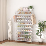 LANTEFUL 10 Tiers Shoe Rack 50 Pairs Large Capacity Tall Shoe Organizer Sturdy Shoe Storage with Two Hooks Space Saving Metal Wide Shoe Rack for Closet, Entryway, Bedroom, White LANTEFUL