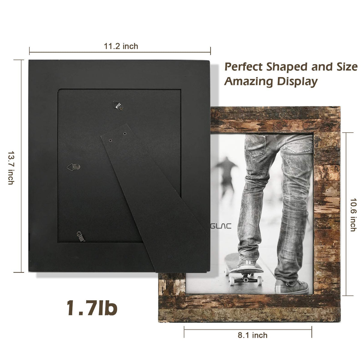 Eosglac Rustic 8.5x11 Wooden Picture Frame, Handmade with Real Birch Bark, Photo Frame Natural Eosglac