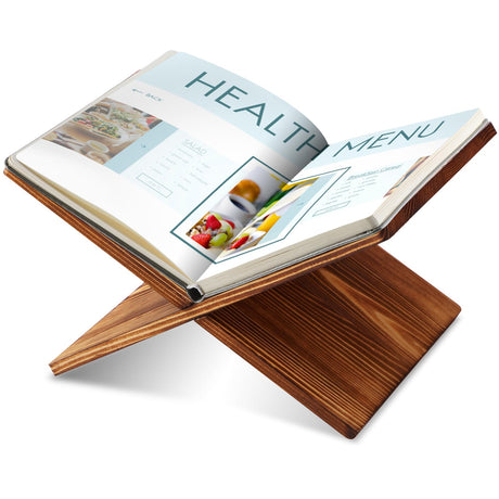 Geetery Book Stand Book Holder for Display Reading Textbook Holder Open Display Stand for Open and Closed, Cookbook, Magazines, Textbooks, Recipe(Dark Brown) Geetery