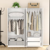 Wakefit Armoire Wardrobe Closet, 4 Doors Wooden Wardrobe Closet Cabinet, 78" Bedroom Armoires with Hanging Rod Shelf, Freestanding Wardrobe Cabinet for Bedroom, Guest Room, White Wakefit