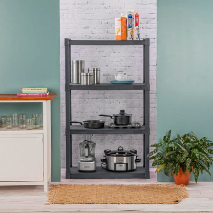 Sterilite 4 Shelf Unit, Heavy Duty and Easy to Assemble Plastic Storage Unit, Organize Bins in the Garage, Basement, Attic, Mudroom, Gray, 1-Pack - WoodArtSupply