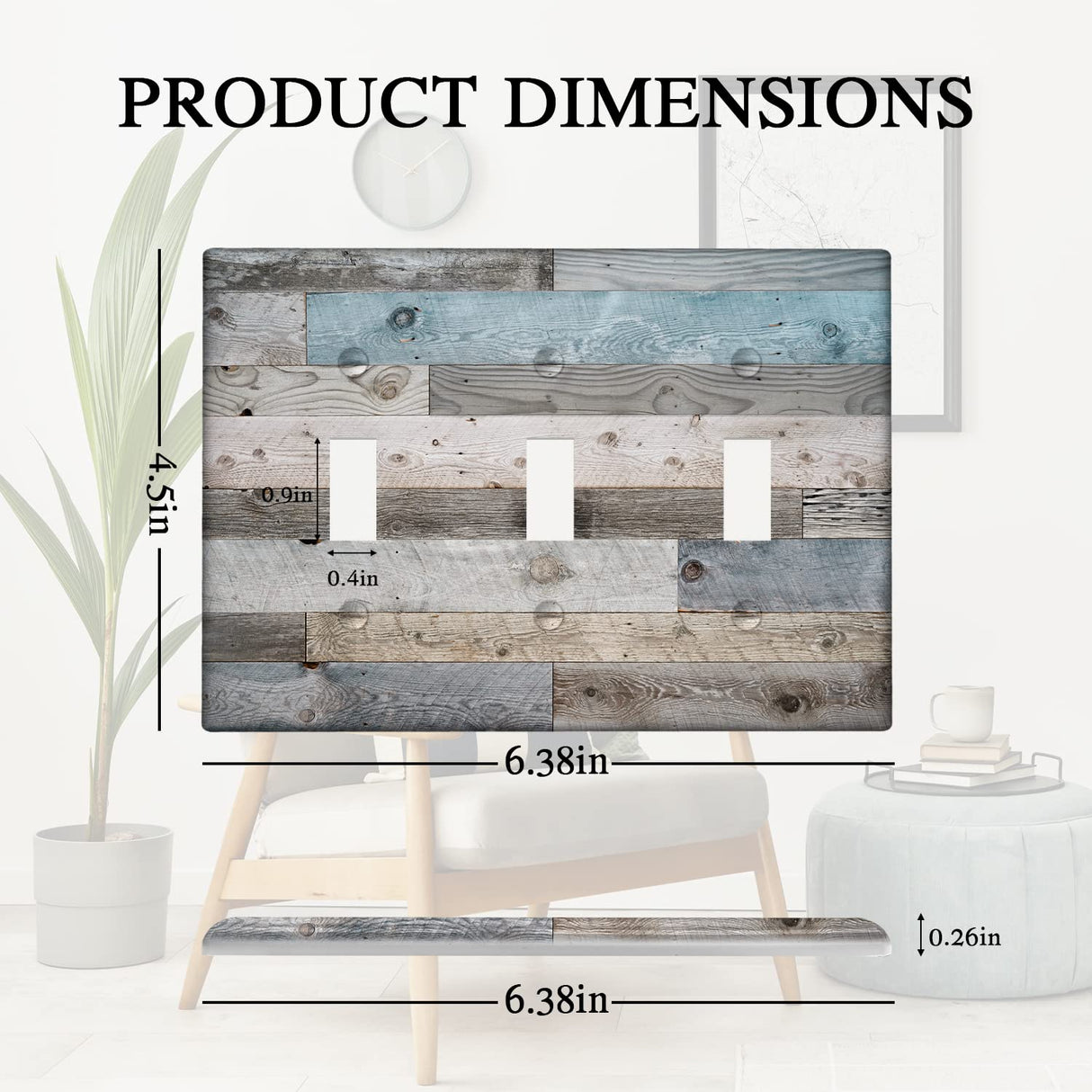 Rustic Farmhouse 3 Gang Toggle Switch/Wall Plate Retro Wooden Decorative Light Switch Cover Outlets Covers for Bedroom Kitchen Home Decor Xianshime