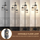 VOUTOORO Industrial Modern Floor Lamps for Living Room, Dimmable Glass Tree Standing Tall Lamps with 3 Elegant Teardrop Cage Head & 800 Lumens LED Bulbs for Bedroom Office (66inch Tall) VOUTOORO