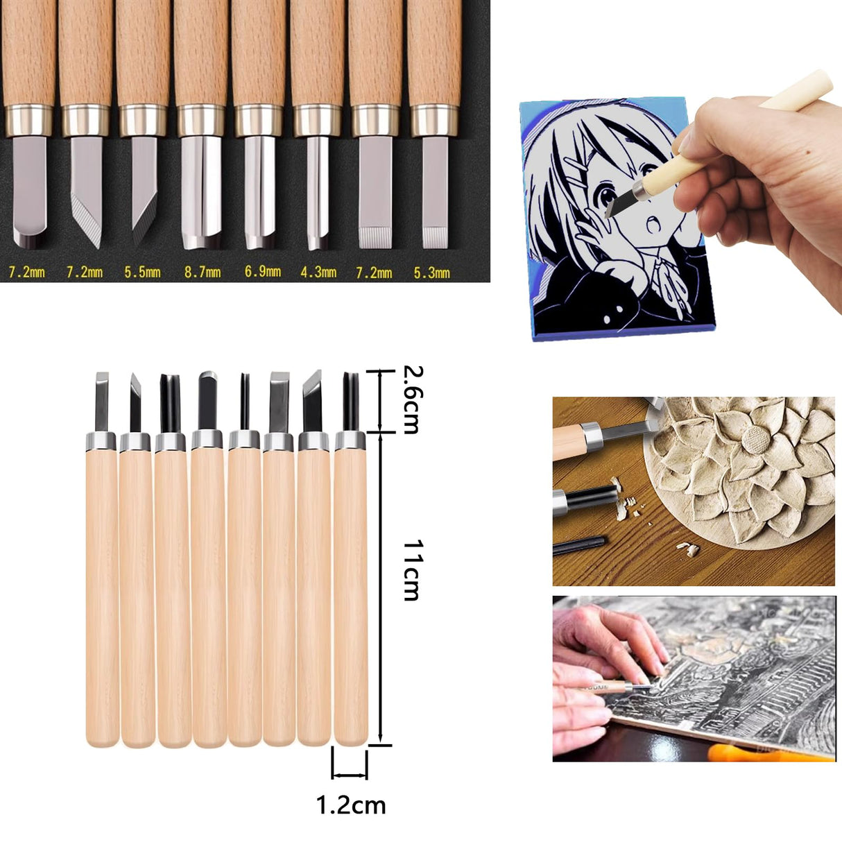 HRJZF 30PCS Rubber Block Stamp Carving Blocks with Cutter Tools and Rubber Brayer Roller for DIY Printmaking and More Crafts (combo pack) HRJZF