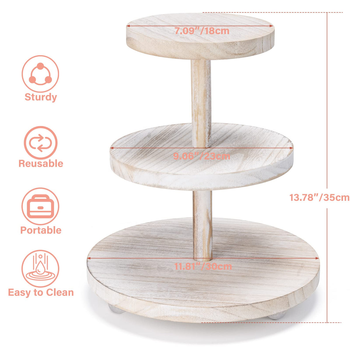 VIVIRBIEN 3 Tier Cupcake Stand Round,Wood Cake Stand with Tiered Tray Decor,Rustic Cake Stand,Cupcake Display for Home Tea Party, Birthday, Wedding, Farmhouse Decor,Woodland Baby Shower…… VIVIRBIEN