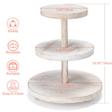 VIVIRBIEN 3 Tier Cupcake Stand Round,Wood Cake Stand with Tiered Tray Decor,Rustic Cake Stand,Cupcake Display for Home Tea Party, Birthday, Wedding, Farmhouse Decor,Woodland Baby Shower…… VIVIRBIEN