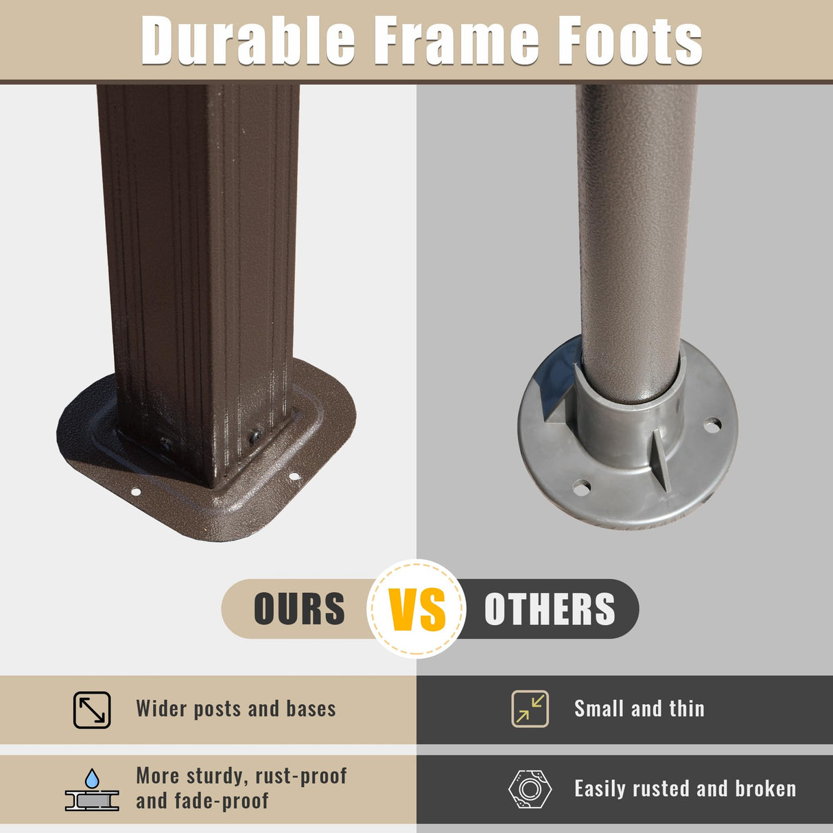 Domi 8x5FT Hardtop Grill Gazebo, Outdoor BBQ Gazebo with 2 Side Shelves and Ceiling Hook, Metal Grill Canopy with Galvanized Steel Double Roof for Patio Lawn Patio Backyard Deck, Brown domi outdoor living