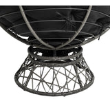 Naomi Home Barcelona Oversized Papasan Chair with Cushion and Frame – Round Wicker Indoor Egg Chair, 360° Swivel Circle Nest Lounge – Bedroom Corner Chair for Adults - Black/Dark Gray Naomi Home