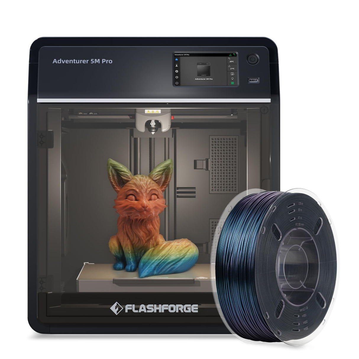 FLASHFORGE Adventurer 5M Pro 3D Printer with Burnt Titanium ASA 1kg FilaBees