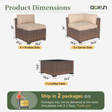 Aoxun 7 Piece Patio Furniture Set Wicker Rattan Patio Conversation Set Outdoor Sectional Sofa Set with Coffee Table and Thickened Cushions, Beige (Waterproof Cover Included) Aoxun