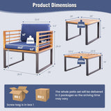 Tangkula 5 Piece Patio Chair Set, Acacia Wood Chair Set w/Ottomans & Coffee Table, Soft Seat & Back Cushions, Outdoor Wood Furniture Set for Backyard, Poolside, Garden Tangkula