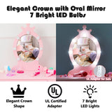 Vabches Kids Makeup Vanity with Lights and Mirror,Little Girl Vanity Table and Chair Set,Cute and Sturdy,Pink Vabches