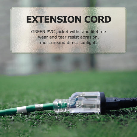 YOJOE 20 Foot Green Outdoor Lighted Extension Cord - 16/3 SJTW Extension Cable with 3 Prong Grounded Plug - 16 Gauge Extension Cord for Garden, Lawn, Yard Decorations Outdoor - UL Listed yojoe