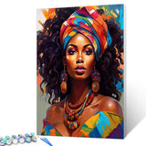 Tucocoo Paint by Number African Women Graffiti Portrait DIY Painting on Canvas with Brushes Acrylic Paints Afro Black Women Paint by Numbers for Adults and Kids Student Beginner 16x20 Inch（Frameless） Tucocoo