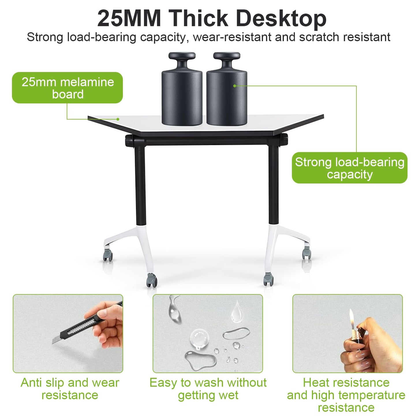 Foldable Conference Room Tables,Flip Top Mobile Training Table,Modern Meeting Table with Silent Wheels,Mobile Conference Tables,47.2 "x23.6 x 29.5 Meeting Room Table for Office Training (6pac - WoodArtSupply