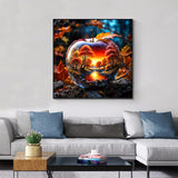 APTDYIGL 5D Autumn Maple Leaf Diamond Painting Kits for Adults Beginner,DIY Sunset Landscape Diamond Art Kits for Adults,Round Full Drill Diamond Dots with Gem Art Kits,Home Wall Decor 15.7X15.7inch APTDYIGL