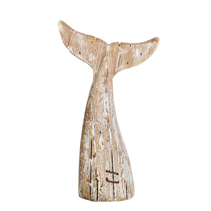 Morning View Wooden Whale Tail Decor Rustic Nautical Decor Free Standing Wood Whale Tail Statue Whale Tail Figurine Tabletop Beach House Decor Coastal Decor Ocean Sea Home Decor 8.5 Inch High (Small)