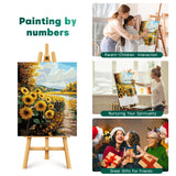 2 Pack Paint by Numbers Kit for Adults Beginner, Flowers Adult Paint by Number Kits on Canvas, DIY Hydrangea Sunflower Landscape Acrylic Painting by Number Kits for Home Decor Gift 16x20 Inch Possoco