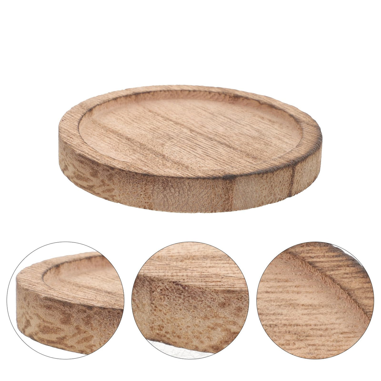 OSALADI 2pcs Rustic Wooden Candle Holder Farmhouse Tealight Candle Plate Pillar Candle Tray Coffee Table Centerpieces Plant Saucer Succulent Pot Wood Discs OSALADI