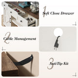 LUXOAK Farmhouse TV Stand with Sliding Barn Door & Drawer, 59" Rustic Entertainment Center for TVs up to 65", Buffet Storage Cabinet for Living Room, Bedroom, Dinning Room, White+Barnwood LUXOAK