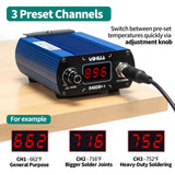 YIHUA 948DB+ II Soldering Iron Station Kit compatible for T12 solder iron tip with 3 tips with °F-°C Conversion, Sleep Mode, Auto Shutdown, Preset Channels, Calibration Functions YIHUA