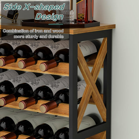 LUMAMU 25 Bottle Wine Rack Freestanding Floor Rustic Wine Holder Stand 5 Tier Wobble-Free Tall Wine Racks Wine Large Display Storage Shelf for Cellar LUMAMU