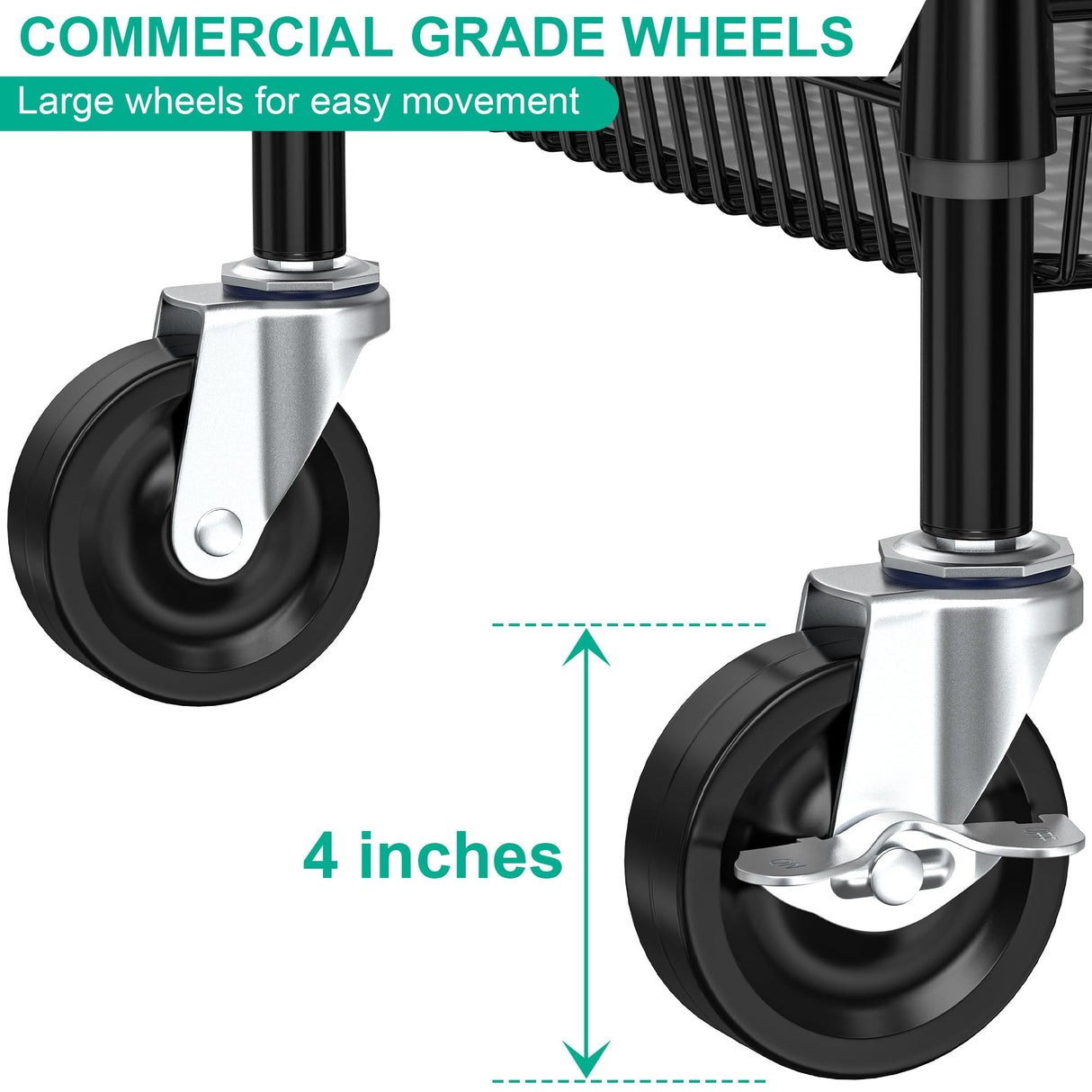 Folews Heavy Duty Rolling Cart with Wheels, 3 Tier Commercial Grade Utility Cart Metal Kitchen Storage Trolley Wire Cart Food Storage Cart Service Cart with Handle Bar & Shelf Liner, Black Folews
