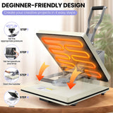 Whubefy Heat Press 15x15 Slide Out, Clamshell Heat Press Machine for T-Shirts, Bags, Mouse Pads & More, Dual-Tube Fast Heating, Digital Industrial Sublimation Printer for Heat Transfer (Noble Gold) Whubefy