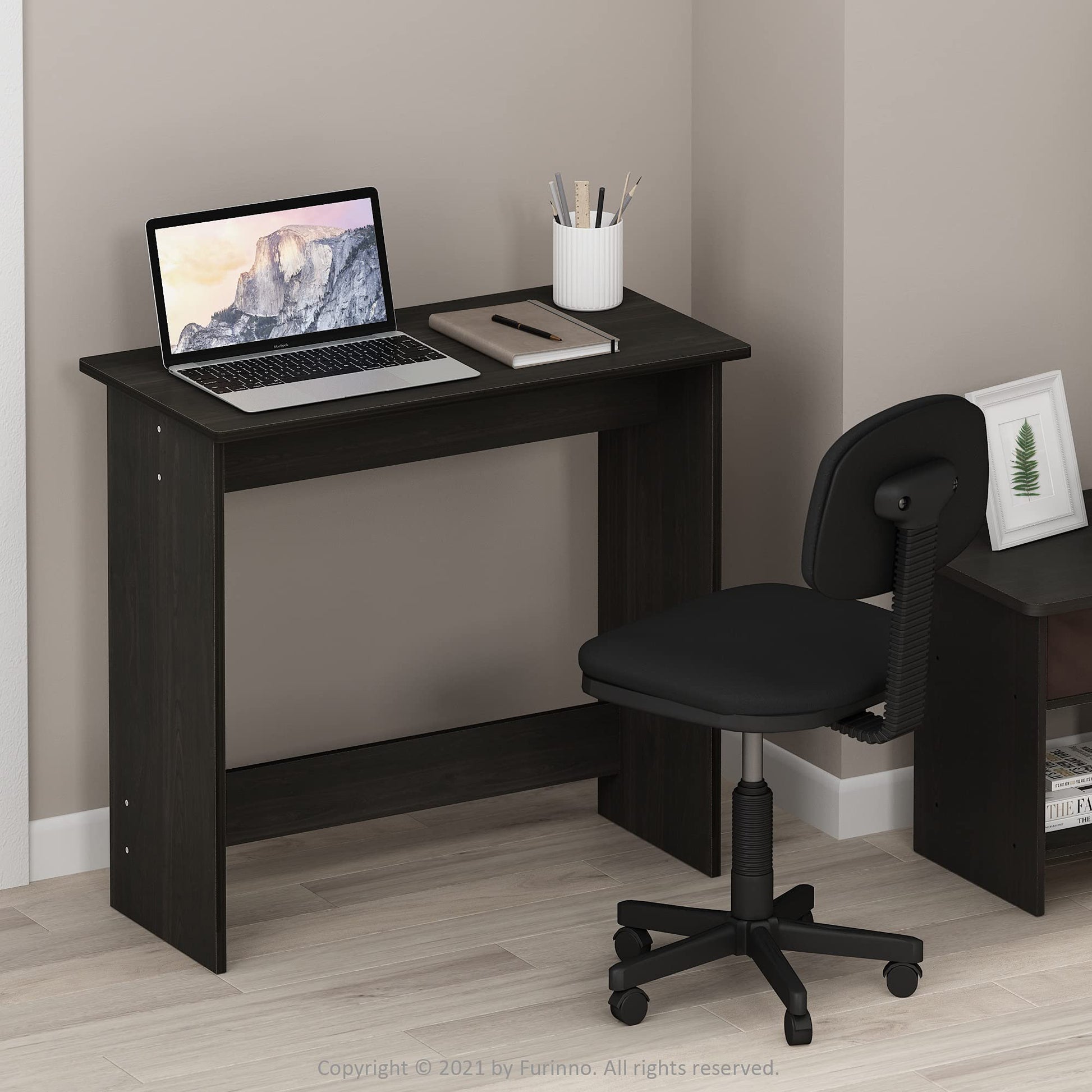 FURINNO Simplistic Study Table, Espresso - WoodArtSupply