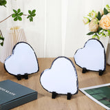 Seajan 18 Pieces Sublimation Slate Blanks Heart Shaped Stone Customized Memorial Frame with Display Stands 5.9 x 5.9 Inch Rock Sublimation Plaque Blank Personalized Picture Frame for Heat Transfer Seajan