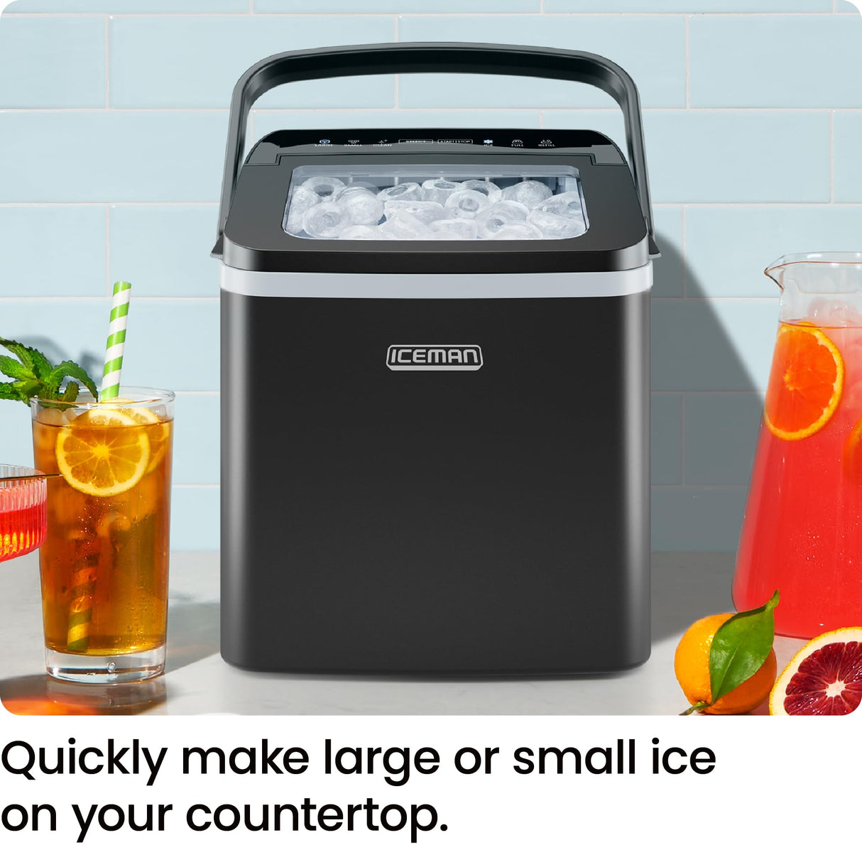 Iceman Dual-Size Ice Maker Countertop - Portable Ice Machine, Large and Small Ice Machine Maker with Self Cleaning, 9 Cubes in 7 Mins, 22lbs/24hrs, for Home, Kitchen, Office, Party, Ice Scoop Included Iceman