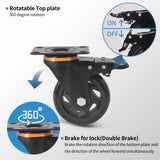 4 Inch Caster Wheels, Casters Set of 4 Heavy Duty with Brake, Polyurethane Foam No Noise Wheels, Safety Dual Locking Plate Industrial Casters, Loading 2200lbs (Two Sets Hardward Kits) ENYKE