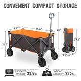 PORTAL Collapsible Wagon Cart, Heavy Duty Foldable Wagon Carts with Wheels, Folding Utility Wagon for Camping, Shopping, Garden, Sports, Beach PORTAL