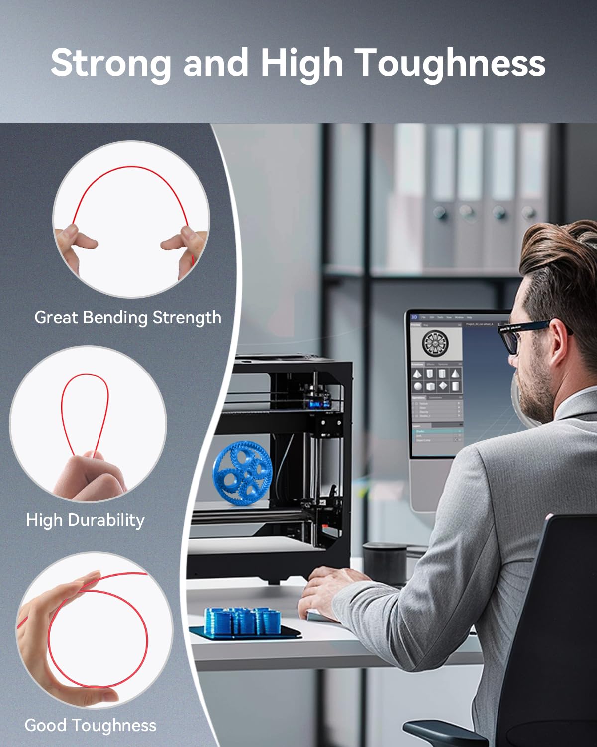 SUNLU PETG Filament 1.75mm 10KG Bundle, Individually Vacuum-Sealed, 3D Printer Filament 10kg, 1kg per Spool, 10 Pack, 10 Colors, Black+White+Grey+Blue+Red+Green+Orange+Yellow+Pink+Transparent SUNLU