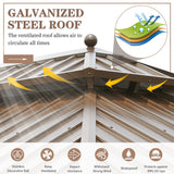 EROMMY 12' X 16' gazebos on Clearance, Hardtop Gazebo Aluminum Gazebos with Galvanized Steel Double Roof for Patio Lawn and Garden, Curtains and Netting Included, Dark Bronze EROMMY