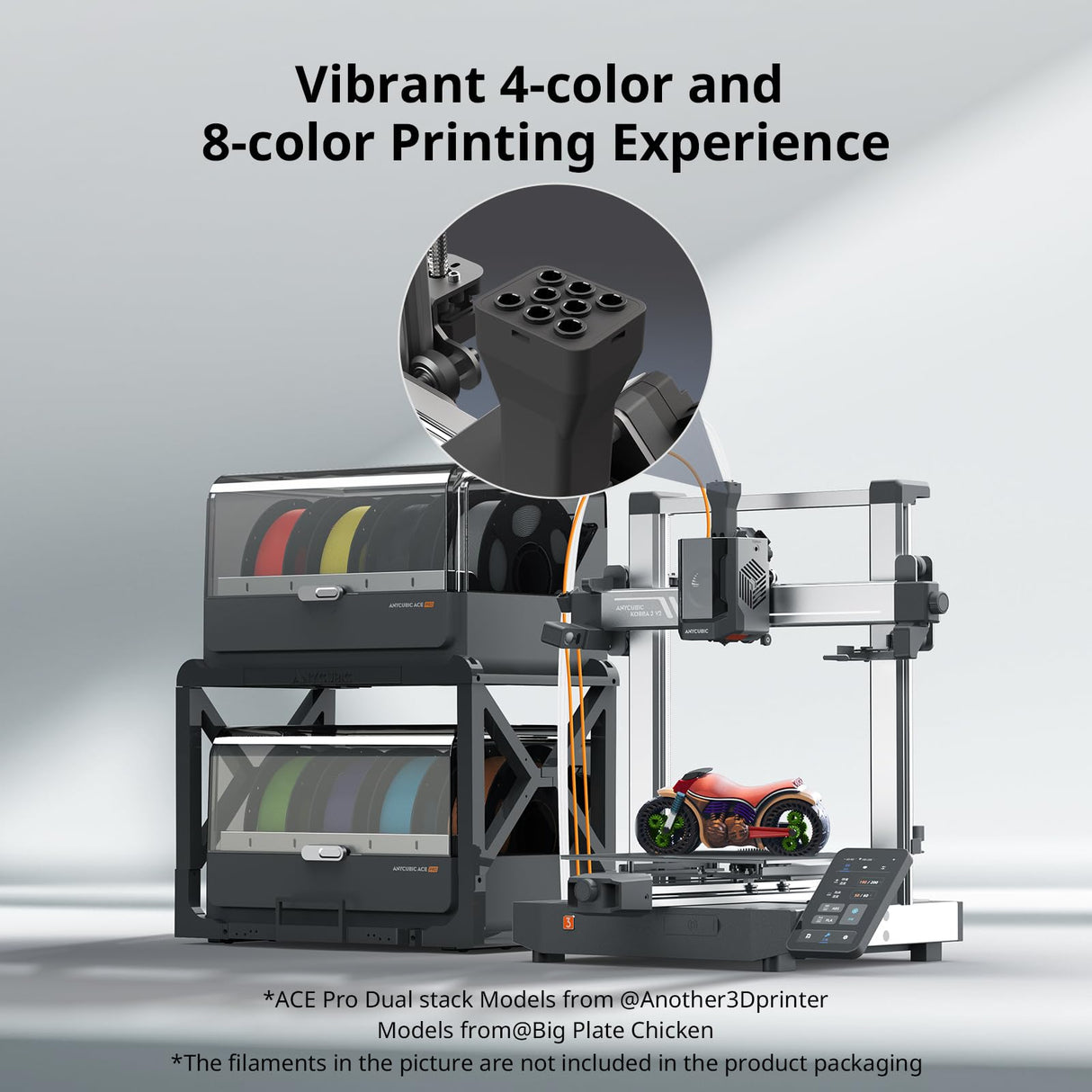 Anycubic Kobra 3 V2 Combo 3D Printer, Smart Multicolor Printing Up to 600mm/s Print Speed, Active Filament Drying Enhanced Auto-leveling for Higher Success Rates, 10.0'' x 10.0' x 10.2'' Printing Size ANYCUBIC