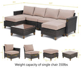 Grand patio Sofa Sets Outdoor Furniture Sets, Wicker Patio Furniture 7-Piece Sectional Sofa with Thick Olefin Cushions for Yard Garden Porch for Six (Beige Sofa Set for Six, 7 PCS) Grand patio