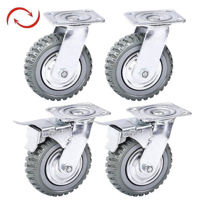 uyoyous 6'' Caster Wheels Heavy Duty 4 Pack Cart Swivel Wheels Load 1760 lbs Silent Ball Bearing Solid Wheel with 360° Rotation Top Plate (2 with Brakes& 2 Without)