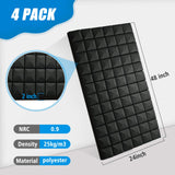 4 Pack Acoustic Panels, 48 x 24 x 2" Sound Proof Foam High Density Studio Wedge Tiles Fire Resistant Acoustic Panels for Home,Office, Recording Room, Studio (Black-4 Pack) shipxinfuren