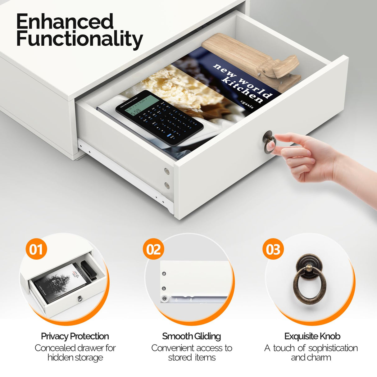 VINGLI Floating Nightstand with Drawer, Wood Floating Bedside Table, Wall Mounted Nightstand, Hanging Nightstand White for Bedroom, Floating Wood Night Stand/Side Table VINGLI