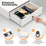 VINGLI Floating Nightstand with Drawer Set of 2, Floating Bedside Table, Wall Mounted Nightstand, Hanging Nightstand White for Bedroom, Floating Wood Night Stand/Side Table, Floating Nightstands VINGLI