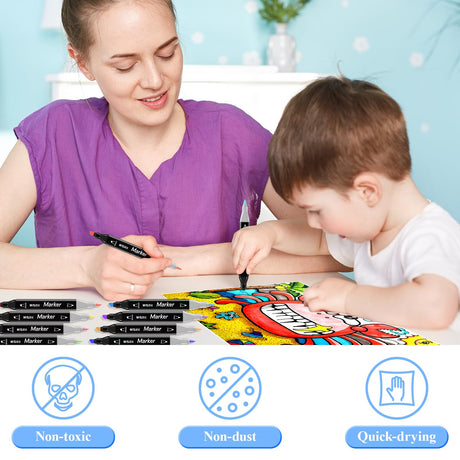 M&G 80 Colors Dual Tip Art Markers, Alcohol Art Markers set, for Adult Coloring Books, Drawing, Sketching, Doodling, Art Projects, School Supplies, Chisel & Fine Tip, Black Penholder M&G