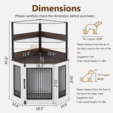 MCombo Small Corner Dog Crate Furniture with Glass Shelves, Wooden Dog Kennel Furniture with Door, Pet Crate Indoor Use, CN17 (White and Brown) MCombo