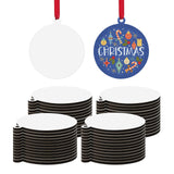 PYD Life 50 Pack Sublimation Ornaments Round Blanks 3 Inch Hardboard MDF Double-Sided Printable Bulk with Red Ribbon for Sublimation Personalized Christmas Tree Home Decor PYD Life