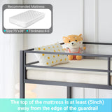 Karl home Twin Metal Loft Bed with Desk, with Power Outlet and LED Lighted, Safety Guardrail & Ladder, Space Saving, No Noise, No Box Spring Needed, Black Karl home