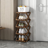 XZXWZX Shoe Rack, Bamboo Foldable Shoes Organizer Free Standing Shelf for Entryway, Closet, Bedroom, Hallway, | Natural | Functional | Multifunctional Shoe Rack (Wood Color) 5 Layers XZXWZX