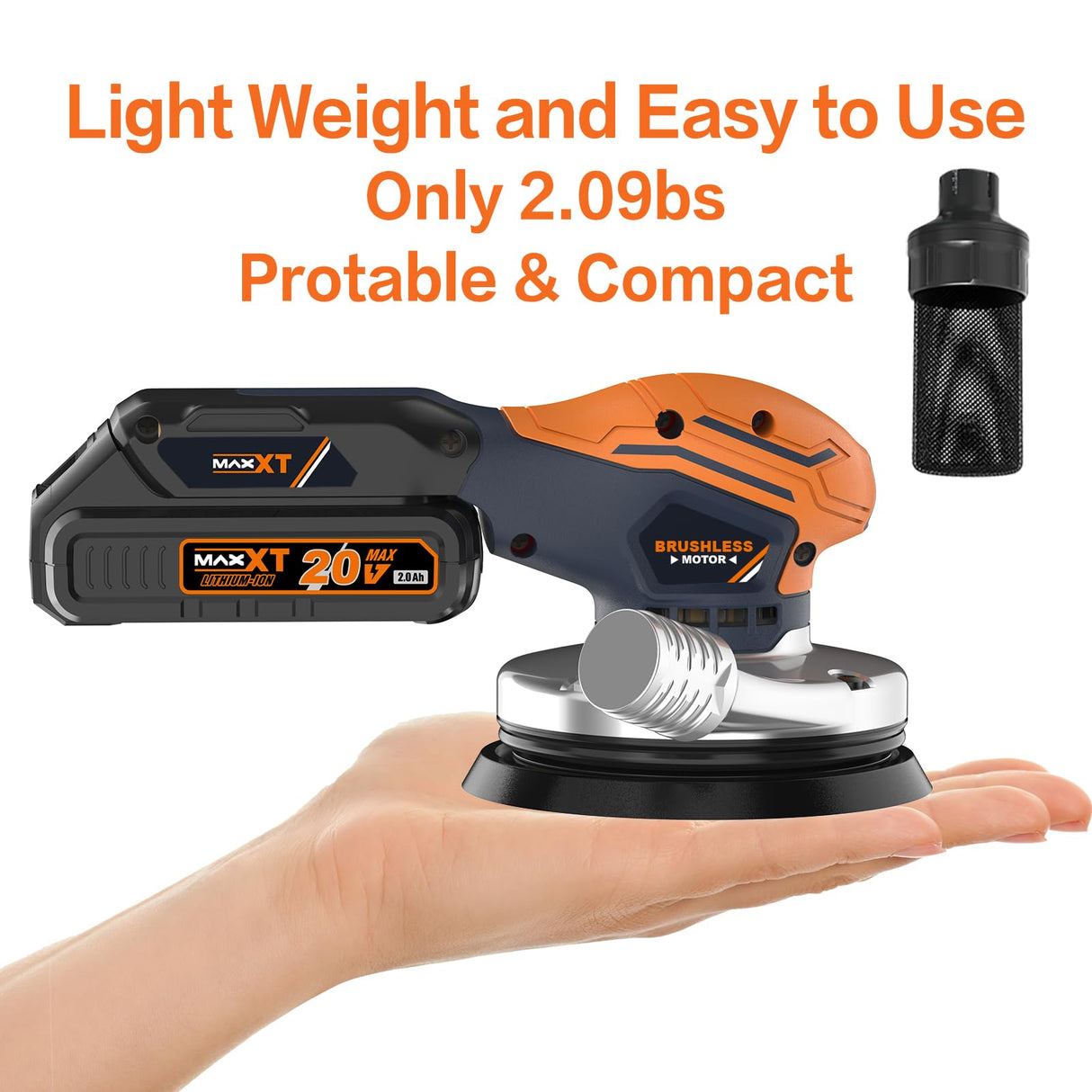 MAXXT 20V Random Orbital Sander, 7-Speed Cordless Sander, 5-Inch Backing Plate 4,000-10,000 rpm High-Performance Woodworking Dust Removal System MAXXT