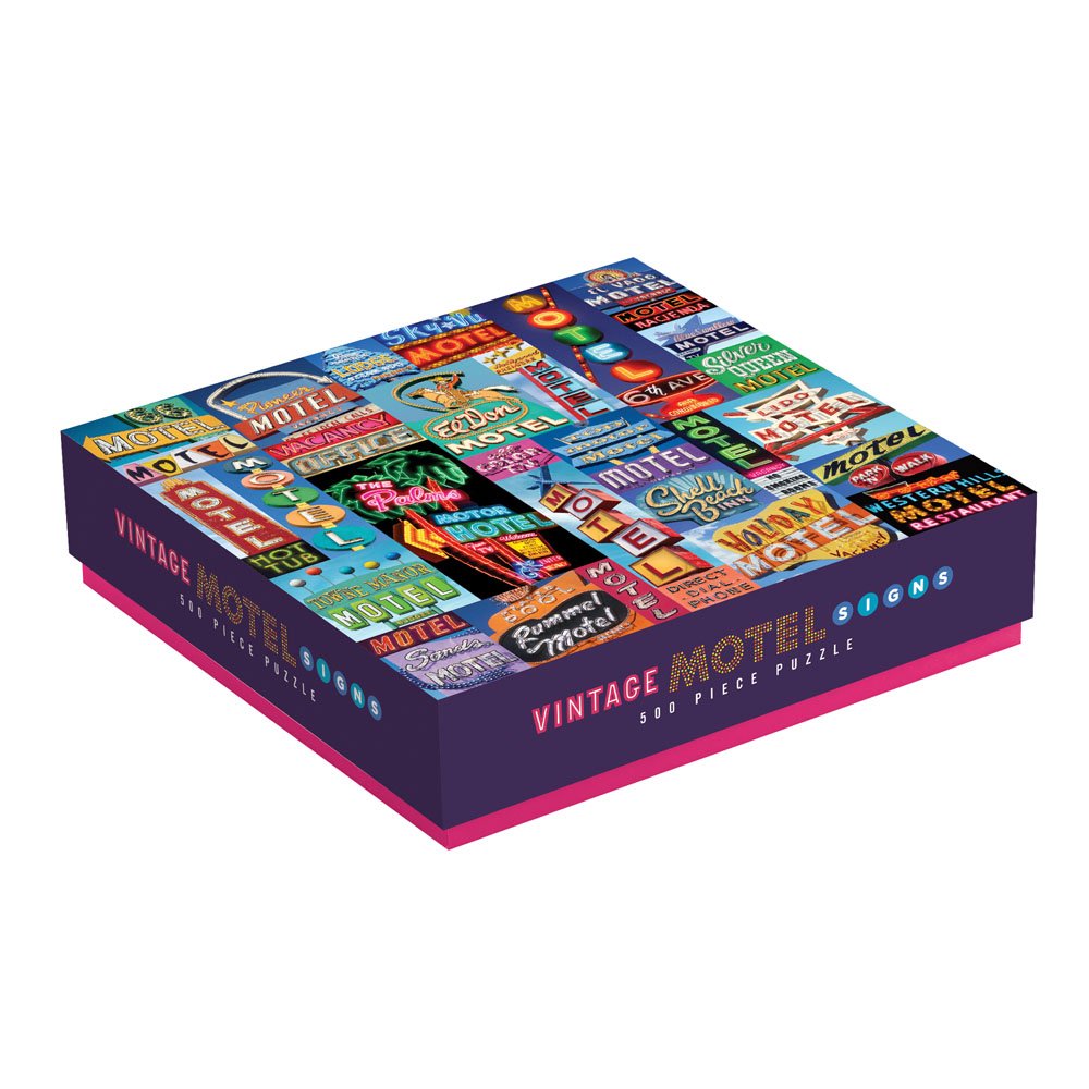 Galison Vintage Motel Signs 500 Piece Jigsaw Puzzle for Adults, Classic Family Puzzle with 500 Pieces and Vintage Artwork Galison