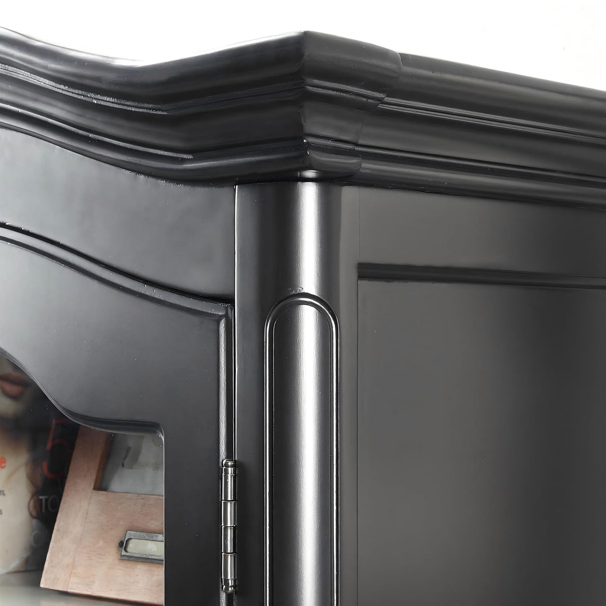 Farmhouse Arched Display Cabinet Bookcase Bookshelf with Glass Doors and Adjustable Shelves, 72" Tall 6 Tiers French Country-Inspired Wooden Curio Cabinet for Living Room, Office (Distressed Black) ZESTO PASSION FOR LIVE